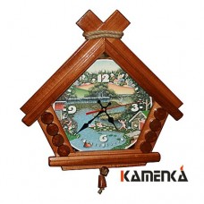 Часы Домик В баньке липа мореная